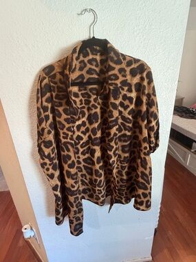 Leopard Print Button Up Blouse - Brown/Black